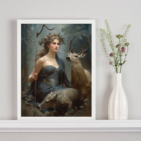 Quadro Decorativo Artemis- Deusa Da Natureza 24x18cm - Com Vi