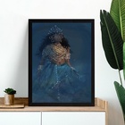 Quadro Decorativo Artístico Iemanjá 33x24cm Moldura Preta