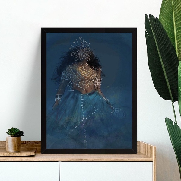 Quadro Decorativo Artístico Iemanjá 45x34cm - Com Vidro Moldu