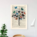 Quadro Decorativo Árvore De Borboletas 24x18cm - Com Vidro Mo