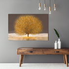 Quadro Decorativo Árvore Dourada Única Sofisticado 90x60cm Mo