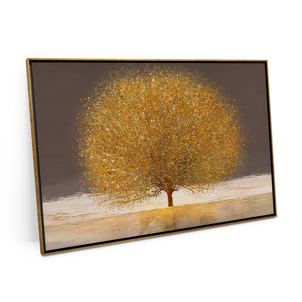 Quadro Decorativo Árvore Dourada Única Sofisticado 90x60cm Mo