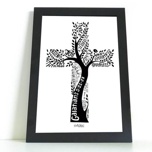 Quadro Decorativo Árvore Em Cruz - Gálatas 5:22 Com Vidro - 3