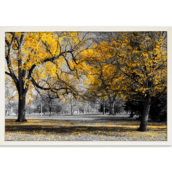 Quadro Decorativo Árvore Ipê Amarelo Sem Vidro Branco