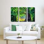 Quadro Decorativo Arvore Verde 3 Peças Para Sala Ou Quarto