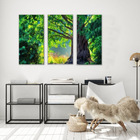 Quadro Decorativo Arvore Verde 3 Peças Para Sala Ou Quarto