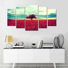 Quadro Decorativo Árvore Vermelha 5 Peças