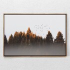 Quadro Decorativo Arvores E Passaros Voadores Com Moldura E S