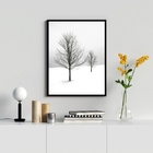 Quadro Decorativo Árvores Na Neve 24x18cm Moldura:madeira Bra
