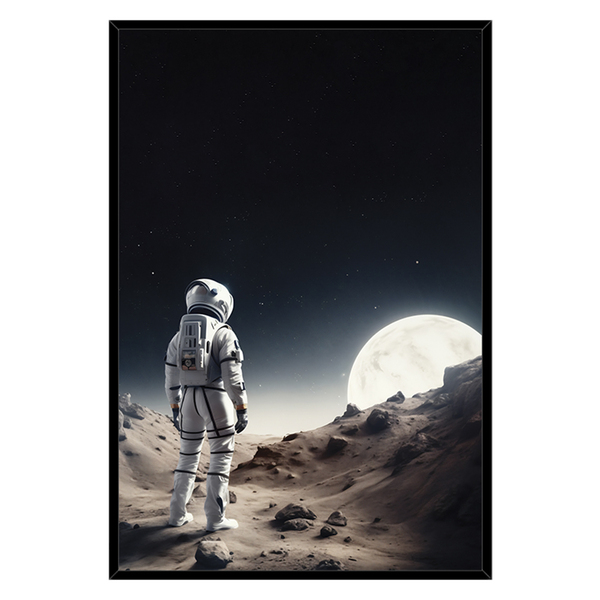 Quadro Decorativo Astronauta E Lua Moldura Cx Alta 40x60 - Co