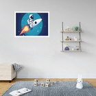 Quadro Decorativo Astronauta Foguete Espaço  - 50x70cm Moldur
