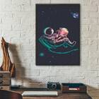 Quadro Decorativo Astronauta Galaxia 24x18cm Moldura:madeira