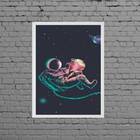 Quadro Decorativo Astronauta Galaxia 24x18cm Moldura:madeira