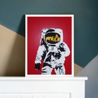 Quadro Decorativo Astronauta Pop Art 33x24cm Moldura:madeira