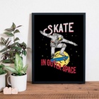 Quadro Decorativo Astronauta Skate 45x34cm - Com Vidro Moldur