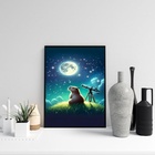Quadro Decorativo Astronomia - Capivara 45x34cm Moldura Preta