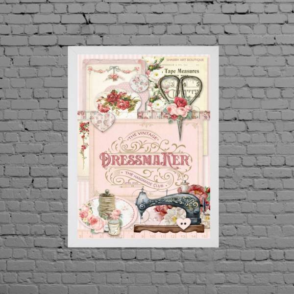 Quadro Decorativo Atelier De Costura 33x24cm Moldura:madeira