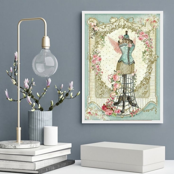 Quadro Decorativo Atelier De Costura Vintage 45x34cm Moldura: