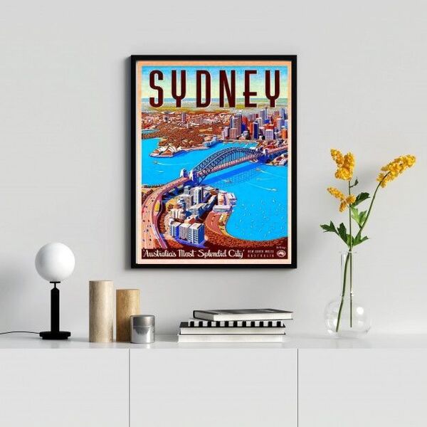 Quadro Decorativo Austrália - Sydney 45x34cm Moldura:madeira