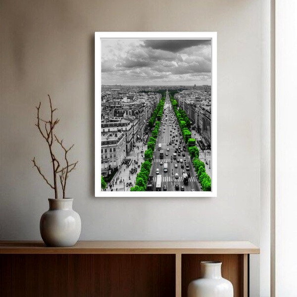 Quadro Decorativo Áustria Estrada  - 70x50cm Moldura Branca