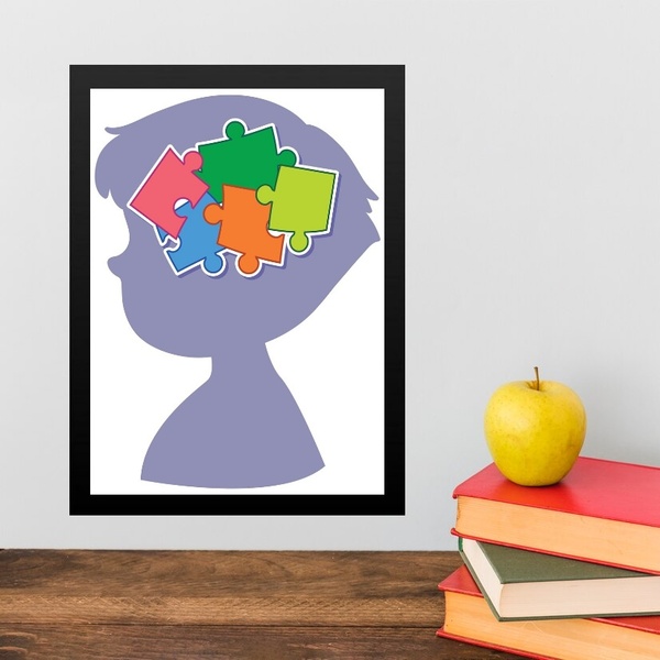 Quadro Decorativo Autismo - Mente Autista 45x34cm - Com Vidro