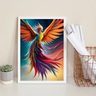 Quadro Decorativo Ave Fênix 45x34cm Moldura:madeira Branca