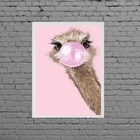 Quadro Decorativo Avestruz Bubble Gum 45x34cm - Com Vidro Mol