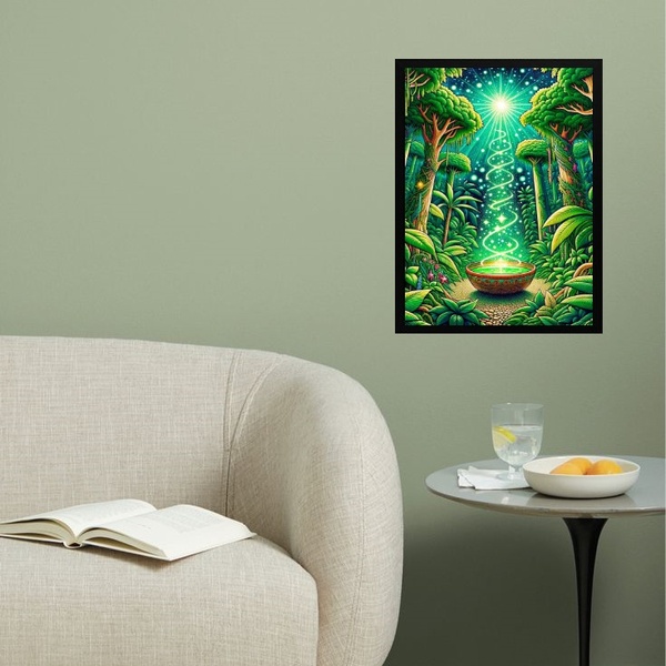 Quadro Decorativo Ayhuasca 33x24cm Moldura:madeira Branca