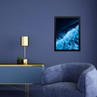 Quadro Decorativo Azul- Onda Mar 33x24cm - Com Vidro Moldura: