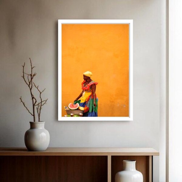 Quadro Decorativo Baiana Foto  - 70x50cm Moldura Preta