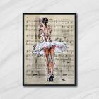 Quadro Decorativo Bailarina E Partitura 45x34cm - Com Vidro M