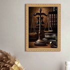 Quadro Decorativo Balança Direito 33x24cm Moldura Branca