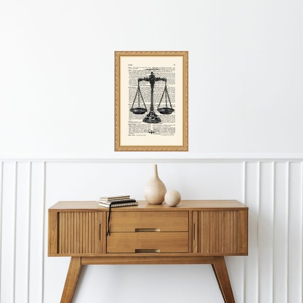 Quadro Decorativo Balança Vintage 33x24cm Moldura Preta