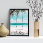 Quadro Decorativo Balanço Na Praia 45x34cm - Com Vidro Moldur