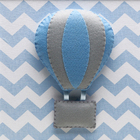 Quadro Decorativo Balão Chevron Azul Quarto Bebê Infantil