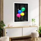 Quadro Decorativo Balões Coloridos  - 70x50cm Moldura Preta