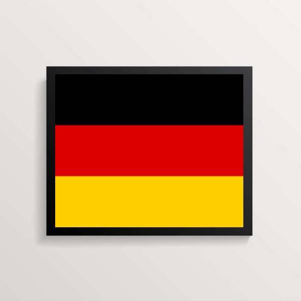 Quadro Decorativo Bandeira Alemanha 33x24cm - Com Vidro Moldu