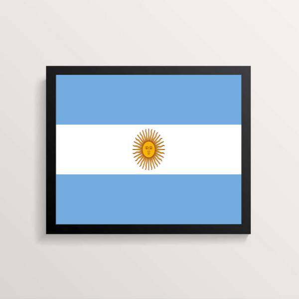 Quadro Decorativo Bandeira Argentina 24x18cm - Com Vidro Mold