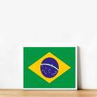 Quadro Decorativo Bandeira Brasil 33x24cm - Com Vidro Moldura
