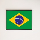 Quadro Decorativo Bandeira Brasil 45x34cm Moldura:madeira Pre