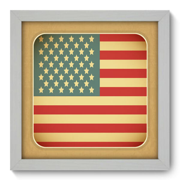 Quadro Decorativo - Bandeira Estados Unidos - 22cm X 22cm - 2