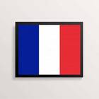 Quadro Decorativo Bandeira França 24x18cm Moldura:madeira Pre