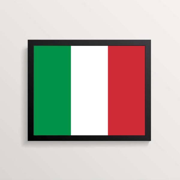 Quadro Decorativo Bandeira Itália 33x24cm - Com Vidro Moldura