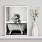 Quadro Decorativo Banheiro- Gato Banheira 24x18cm - Com Vidro