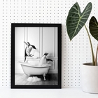 Quadro Decorativo Banheiro- Pinguins Banheira 33x24cm - Com V