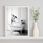 Quadro Decorativo Banheiro- Pinguins Banheira 45x34cm - Com V