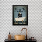 Quadro Decorativo Banheiro Black Pug 33x24cm Moldura:madeira