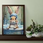 Quadro Decorativo Banheiro - Coelhinha 24x18cm Moldura Branca