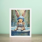 Quadro Decorativo Banheiro - Coelhinha 33x24cm Moldura Branca