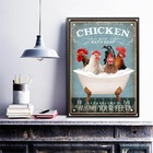 Quadro Decorativo Banheiro Galinhas 24x18cm Moldura:madeira P